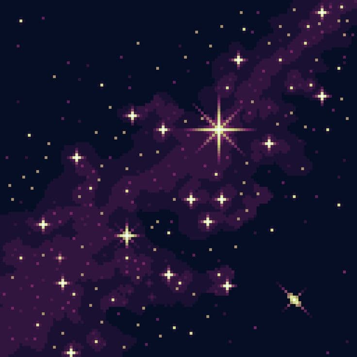 Cute pixel purple galaxy with stars.